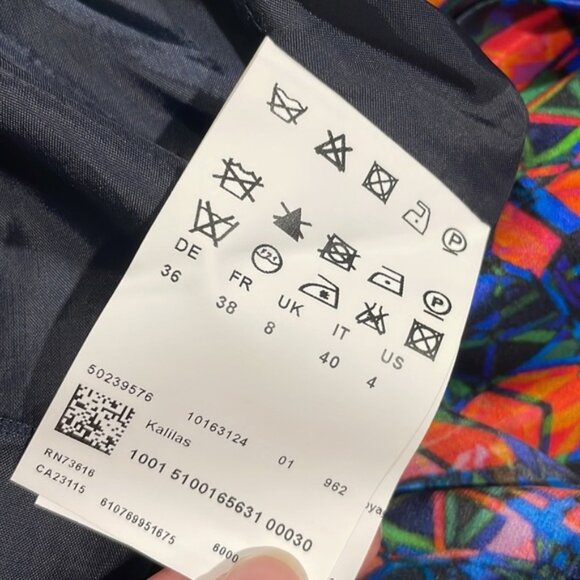 Hugo Hugo Boss Silk Multi Colored Stained Glass Geometric Tie Waist Dress - Picture 11 of 12